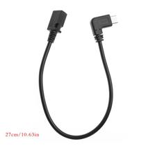 USB 3.1 Tipo C Ângulo Reto Masculino para Micro USB 2.0 B Cabo adaptador feminino reto - Preto