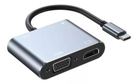 Usb C Tipo C Para Hdmi 4k Adaptador Vga Cabo 3.5mm Áudio Usb