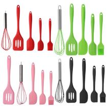 Utensílio Cozinha Silicone Espátula Fouet Pincel Kit 5 Peças