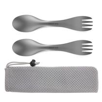 Utensílio de acampamento OUTXE Titanium 2 em 1, garfo e colher, pacote com 2