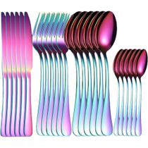Utensílio De Cozinha Jogo De Talheres Premium Kit 24 Peças Aço Inox Mesa De Jantar Pacote