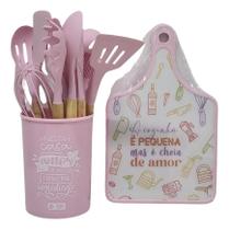 Utensílios Cozinha Cabo Madeira +Tábua Decorativa De