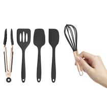 Utensílios de cozinha COOK WITH COLOR Mini conjunto de silicone preto, 5 unidades