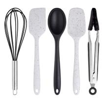 Utensílios de cozinha COOK WITH COLOR Silicone, 5 peças em preto/branco