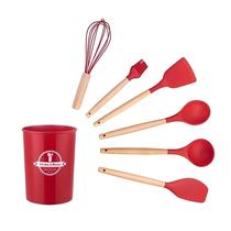 Utensílios de Cozinha de Silicone com 1 Suporte 6 pçs - Em Casa Tem