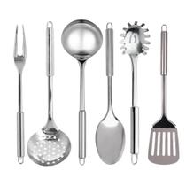 Utensílios de Cozinha Inox Kit Completo Colher Concha Escumadeira Espátula Garfo Pegador