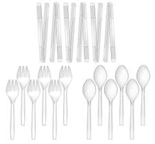 Utensílios de servir de plástico POSATE, pacote com 18 unidades, transparentes e descartáveis Utensílios de servir de plástico POSATE, pacote com 18 unidades, transparentes e descartáveis