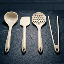 Utensílios de Silicone Cozinha Elegante Kit 4pçs Mimo Style Branco Marmorizado Não Risca