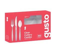 Utensílios descartáveis GUSTO GUSTO 360 Combo Box de plástico transparente Utensílios descartáveis GUSTO GUSTO 360 Combo Box de plástico transparente