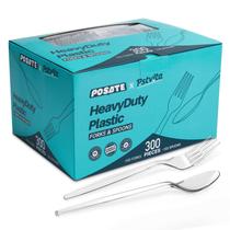 Utensílios descartáveis POSATE, garfos e colheres de plástico, 300 unidades Utensílios descartáveis POSATE, garfos e colheres de plástico, 300 unidades