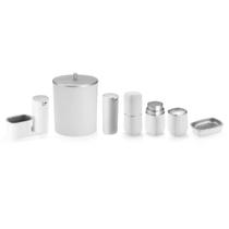 Utensílios Domésticos Kit Pia 7 Peças Branco E Cromado