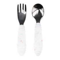 Utensílios infantis Bumkins, garfo, colher, silicone, 14 cm Utensílios infantis Bumkins, garfo, colher, silicone, 14 cm