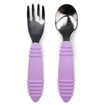 Utensílios infantis Bumkins Lavender Silicone em Aço Inoxidável