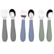 Utensílios para crianças WeeSprout 3 garfos e 3 colheres de aço inoxidável