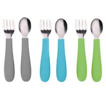 Utensílios para crianças WeeSprout 3 garfos e 3 colheres de aço inoxidável