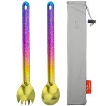 Utensilios TiTo de Titanio con Mango Largo: Cuchara y Spork (2 piezas)