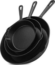 Utopia Cozinha Ferro Fundido Conjunto de Frigideira 3 Peças - 6 Polegadas, 8 Polegadas e 10 Polegadas Ferro Fundido Cookware Set - Frigideira para Acampamento ao Ar Livre, Uso do Forno e Fogão - Teal