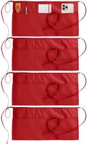 Utopia Wear Avental de Cintura 4 Unidades Vermelho 30 cm para Garçom