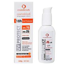 UV Protect FPS75 PPD25 18h Cosmoblock Cosmobeauty Antipoluição Antienvelhecimento Toque Seco 100g