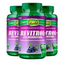 Uva Desidratada Revitrol Vegano 120 Cápsulas 500mg Kit com 3 Uva Desidratada Revitrol Vegano 120 Cápsulas 500mg Kit com 3
