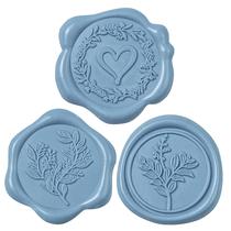 Uwilowe, 60 peças de adesivos Dusty Blue Wax Seal, 3 designs, 3 cm