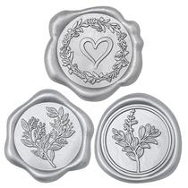 Uwilowe, 60 peças de adesivos Silver Wax Seal, 3 designs, 3 cm