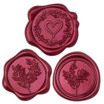 Uwilowe 60 Pegatinas de Sello de Cera Burdeos 30mm 3 Diseños