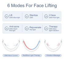 V Dispositivo de elevação facial Vermelho Azul LED Terapia de Luz emS Massagem Face Care Máquina de emagrecimento Dispositivos de beleza de uso doméstico