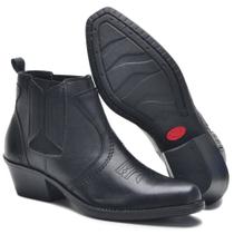 V03CLA Bota Masculina em couro nobre country forrada preto