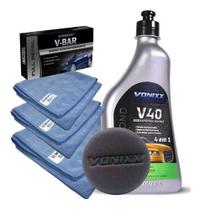 V40 Polidor Corte Lustro + Clay Bar Vonixx + Microfibra - Vonixx Vintex
