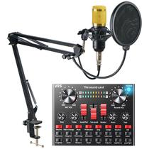 V8s karaoke transmissão ao vivo mixer estéreo 3.5mm interface liga de alumínio usb recarregável placa de som para o tele