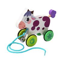 Vaca genérica de brinquedo de madeira Animal Push Toy para crianças de 1 a 3 anos Vaca genérica de brinquedo de madeira Animal Push Toy para crianças de 1 a 3 anos