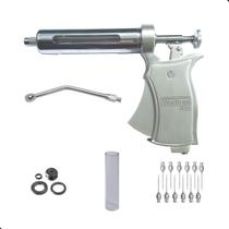 Vacinador Seringa Veterinária Automática 50ml c/ Bico Dosador Oral, Maleta e Peças Sobressalentes