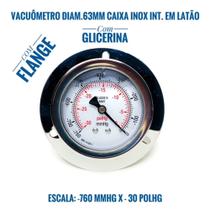 Vacuômetro 63mm Com Flange - Escala -760 Mmhg X -30 Polhg