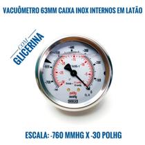 Vacuômetro Diam.63mm (2.1/2 ) - Escala -760 Mmhg X -30 Polhg Vacuômetro Diam.63mm (2.1/2 ) - Escala -760 Mmhg X -30 Polhg