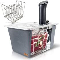 VÄESKE Sous Vide Container 12 Quarts com tampa, Sous Vide Rack & Manga Isolante Neoprene retém calor Compatível com a maioria dos fogões Sous Vide Anova, Anova Nano, Joule, Instant Pot, Wancle (12 QT)