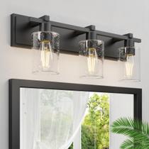 Vaidade de banheiro Espird 24" preta fosca de 3 lâmpadas