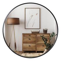 Vaidade de banheiro Mirror Growsun Black Round 60cm montada na parede