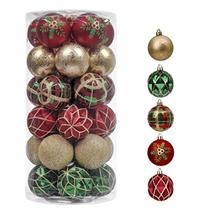 Valery Madelyn 30ct 60mm tradicional vermelho verde ouro enfeites de bola de Natal, enfeites de árvore de Natal à prova de quebra para decoração de Natal