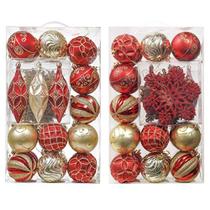 Valery Madelyn 40ct Luxo Vermelho e Ouro Ornamentos de Bola de Natal, Shatterproof Árvore de Natal Ornamentos para Decoração de Natal