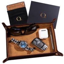 Valet Tray WATCHBANDS para homens, organizador de mesa de cabeceira, marrom
