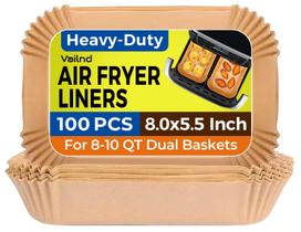 Valida descartável de forros de fritadeira Air Fryer para cesta dupla de 100 unidades Valida descartável de forros de fritadeira Air Fryer para cesta dupla de 100 unidades