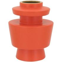 Valvola Vaso 16X12X12Cm Cerâmica Laranja Valvola Vaso 16X12X12Cm Cerâmica Laranja