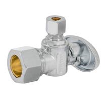 Válvula angular de fechamento Eastman 1/4" OD x 5/8" OD em latão cromado Válvula angular de fechamento Eastman 1/4" OD x 5/8" OD em latão cromado