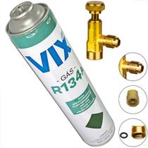 Válvula Carga Gás Automotivo R134a + 1 Lata Refil R134