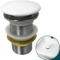 Valvula Click 1 1/4 Ceramica Branca Ralo Pia Banheiro Escoamento Cuba 40mm Valvula Inteligente Para Lavatorio Lavabo Ralo Click Up Corpo Aço Inox