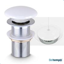 Válvula Click 1 1/4 Ralo Para Cuba Pia Banheiro Aço Inox 201 Acabamento Em Cerâmica Branca Prestige Beltempo
