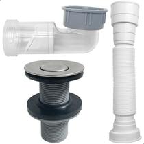 Válvula Click 30mm Abs E Sifão Pia Automatico Antiodor Antiinsetos Sanfonado Tubo de Drenagem Flexível Kit Ralo Pia ⅞ Banheiro Lavatório Válvula Click 30mm Abs E Sifão Pia Automatico Antiodor Antiinsetos Sanfonado Tubo de Drenagem Flexível Kit Ralo Pia ⅞ Banheiro Lavatório