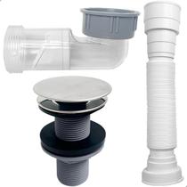 Válvula Click 30mm Abs E Sifão Pia Cuba Automatico Antiodor Antiinsetos Tubo de Drenagem Sanfonado Flexível Kit Ralo Pia ⅞ Banheiro Lavatório Válvula Click 30mm Abs E Sifão Pia Cuba Automatico Antiodor Antiinsetos Tubo de Drenagem Sanfonado Flexível Kit Ralo Pia ⅞ Banheiro Lavatório