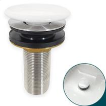 Valvula Click ⅞ Ceramica Branca Ralo Para Cuba Pia Banheiro 30mm Válvula Pia Inteligente Escoamento Lavatório Tampa em Ceramica Corpo Aço inox